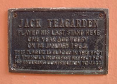 Jack Teagarden Marker. Click for full size. Jack Teagarden Marker image. Click for full size.