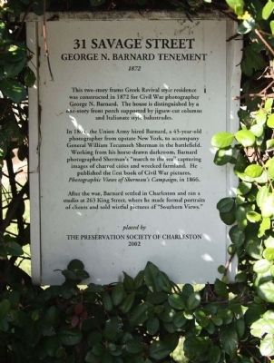31 Savage Street ���George N. Barnard Tenement Marker image. Click for full size.