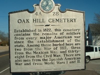 Oak Hill Cemetery Marker image. Click for full size.