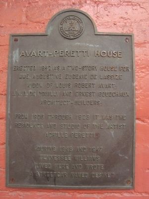 Avart-Peretti House Marker. Click for full size. Avart-Peretti House Marker image. Click for full size.