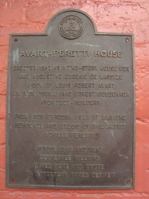 Avart-Peretti House Marker image. Click for full size.