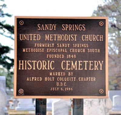 Sandy Springs United Methodist Church Historic Cemetery Marker image. Click for full size.
