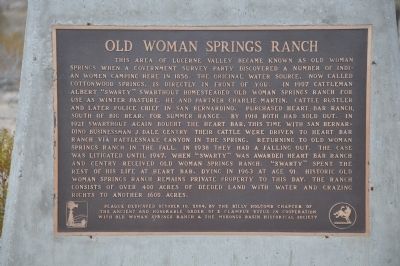 Old Woman Springs Ranch Marker image. Click for full size.