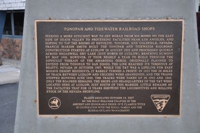 Tonopah and Tidewater Railroad Shops Marker image. Click for full size.
