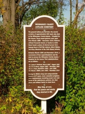 Milwaukee County Asylum Cemetery Marker image. Click for full size.