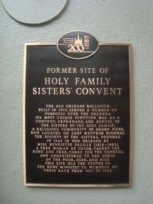 Former site of Holy Family Sisters Convent Marker image. Click for full size.