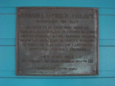 Commander’s Palace Marker. Click for full size. Commander’s Palace Marker image. Click for full size.
