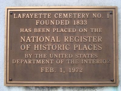 Lafayette Cemetery No. 1 Marker image. Click for full size.