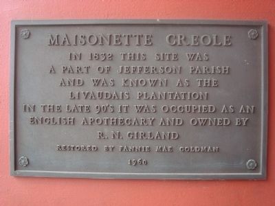 Maisonette Creole Marker. Click for full size. Maisonette Creole Marker image. Click for full size.