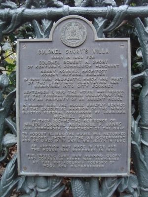 Colonel Short’s Villa Marker. Click for full size. Colonel Short’s Villa Marker image. Click for full size.