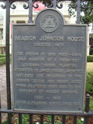 Bradish Johnson House Marker image. Click for full size.
