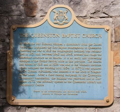 The Queenston Baptist Church Marker image. Click for full size.
