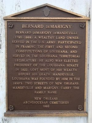 Bernard de Marigny Marker. Click for full size. Bernard de Marigny Marker image. Click for full size.
