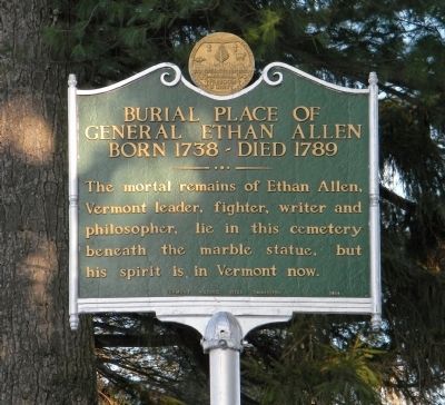 Burial Place of General Ethan Allen Marker. Click for full size. Burial Place of General Ethan Allen Marker image. Click for full size.