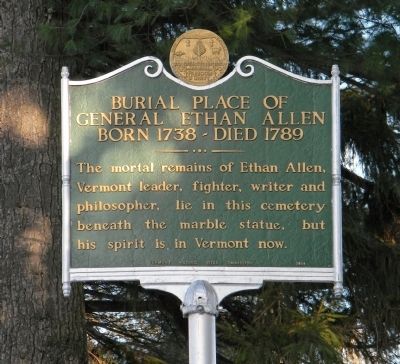Burial Place of General Ethan Allen Marker image. Click for full size.