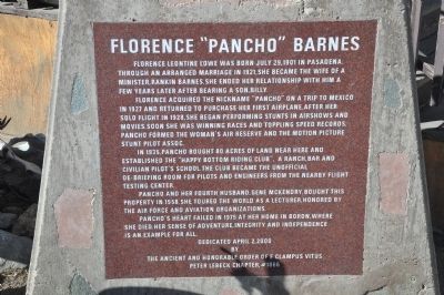 Florence "Pancho" Barnes Marker image. Click for full size.
