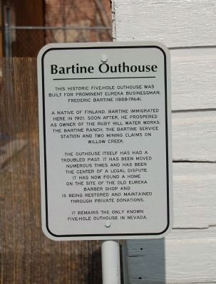 Bartine Outhouse Marker image. Click for full size.