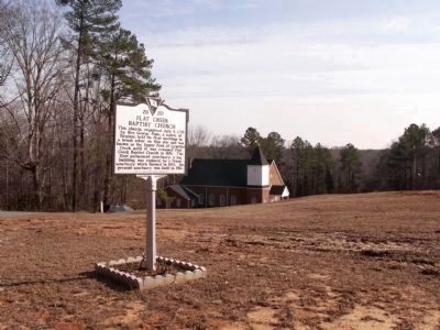 Flat Creek Baptist Church and Marker image. Click for full size.