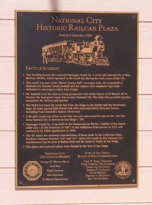 National City Historic Railcar Plaza Marker image. Click for full size.
