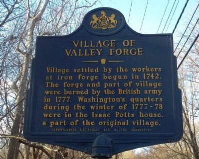 Village of Valley Forge Marker image. Click for full size.