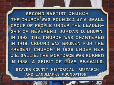 Second Baptist Church Marker image. Click for full size.