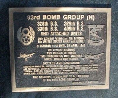 93rd Bomb Group (H) Marker image. Click for full size.