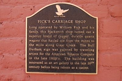 Ficks Carriage Shop Marker. Click for full size. Ficks Carriage Shop Marker image. Click for full size.