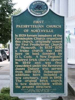 First Presbyterian Church of Northville Marker. Click for full size. First Presbyterian Church of Northville Marker image. Click for full size.