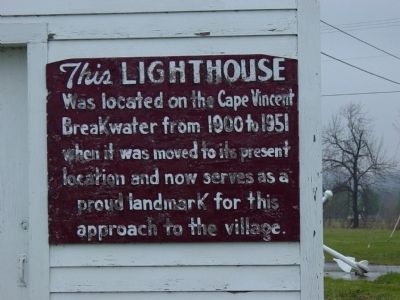 Cape Vincent Lighthouse Marker. Click for full size. Cape Vincent Lighthouse Marker image. Click for full size.