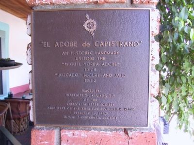 "El Adobe de Capistrano" Marker image. Click for full size.