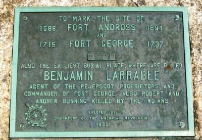 Site of Fort Andross and Fort George Marker image. Click for full size.