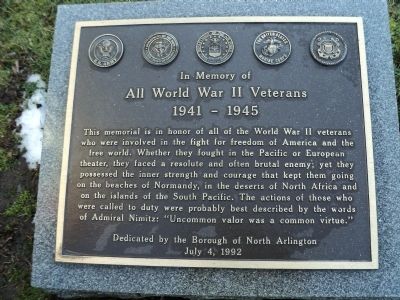 North Arlington World War II Marker image. Click for full size.