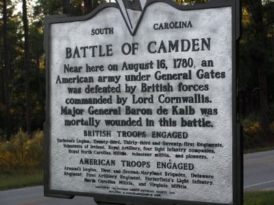 Battle of Camden Marker image. Click for full size.