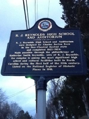 R. J. Reynolds High School and Auditorium Marker image. Click for full size.