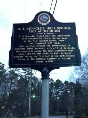 R. J. Reynolds High School and Auditorium Marker image. Click for full size.