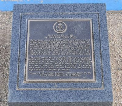 Gun Platform No. 1 - 1945 Marker. Click for full size. Gun Platform No. 1 - 1945 Marker image. Click for full size.