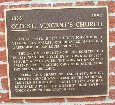 Old St. Vincent's Church Marker image. Click for full size.