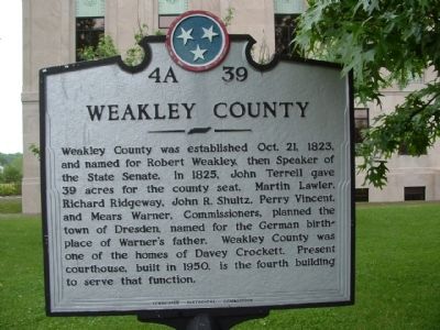 Weakley County Marker image. Click for full size.