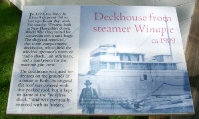 Deckhouse from steamer <i>Winapie</i> ca.1909 Marker. Click for full size. Deckhouse from steamer <i>Winapie</i> ca.1909 Marker image. Click for full size.