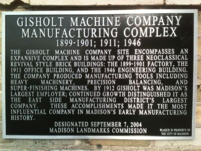Gisholt Machine Company Manufacturing Complex Marker image. Click for full size.