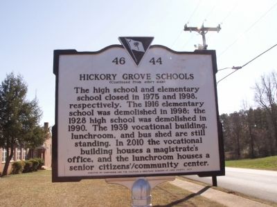 Hickory Grove Schools Marker Reverse image. Click for full size.