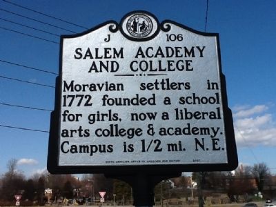 Salem Academy and College Marker image. Click for full size.