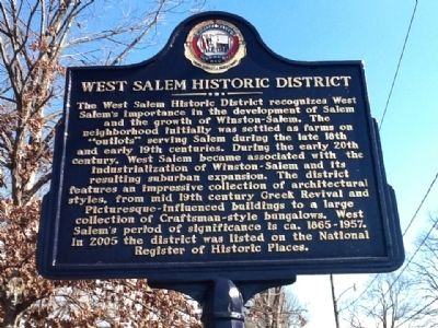West Salem Historic District Marker image. Click for full size.