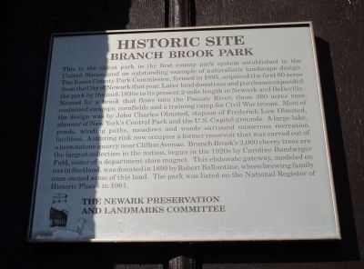 Branch Brook Park Marker. Click for full size. Branch Brook Park Marker image. Click for full size.