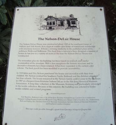 The Nelson-DeLuz House Marker. Click for full size. The Nelson-DeLuz House Marker image. Click for full size.