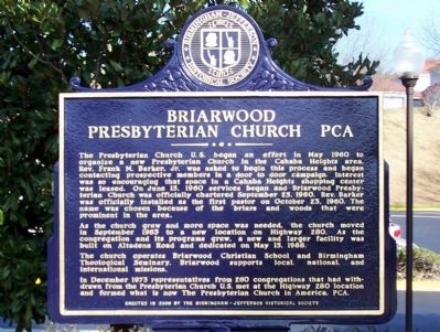 Briarwood Presbyterian Church PCA Marker image. Click for full size.