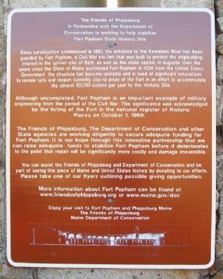 Fort Popham State Historic Site Marker image. Click for full size.