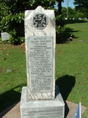 The Battle of Salem Cemetery Marker. Click for full size. The Battle of Salem Cemetery Marker image. Click for full size.