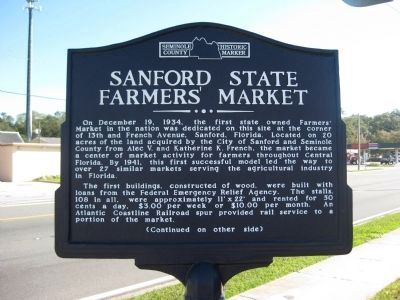 Sanford State Farmers' Market Marker image. Click for full size.