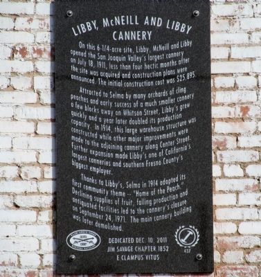 Libby, McNeill and Libby Cannery Marker image. Click for full size.